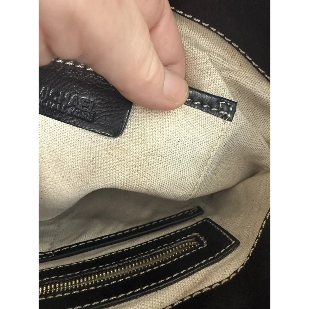 Michael Kors Black Pebbled Leather Studded Hobo Bag Vintage